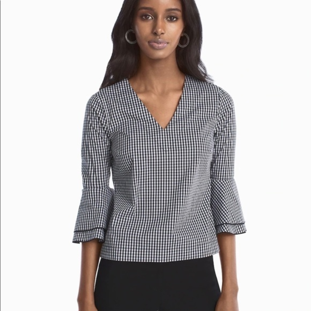 WHBM Checkered Emma Poplinโ Blouse